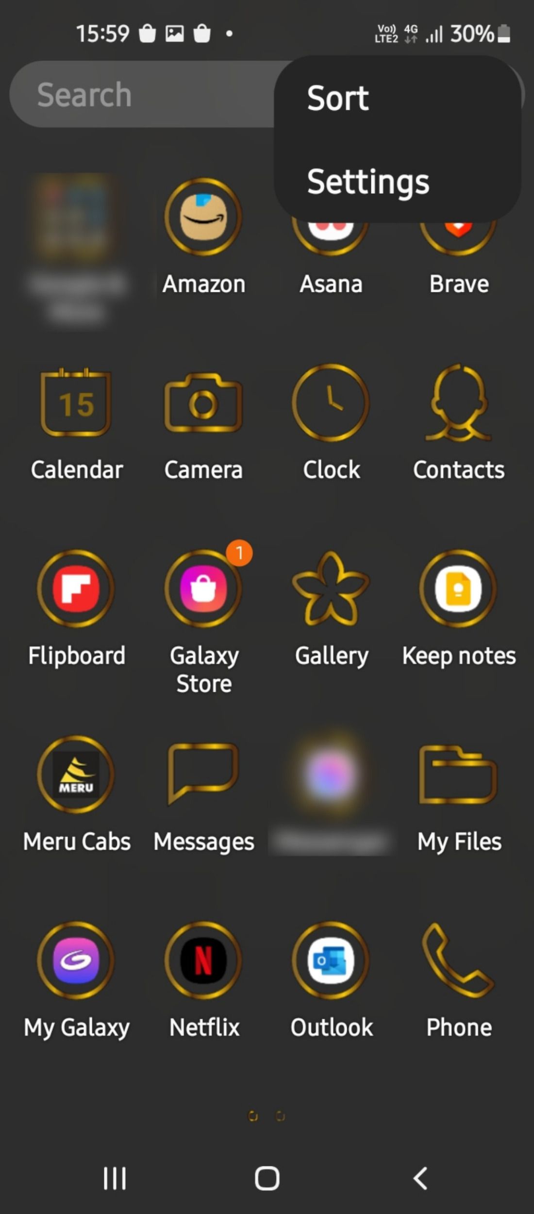 App drawer sort settings in Samsung smartphone