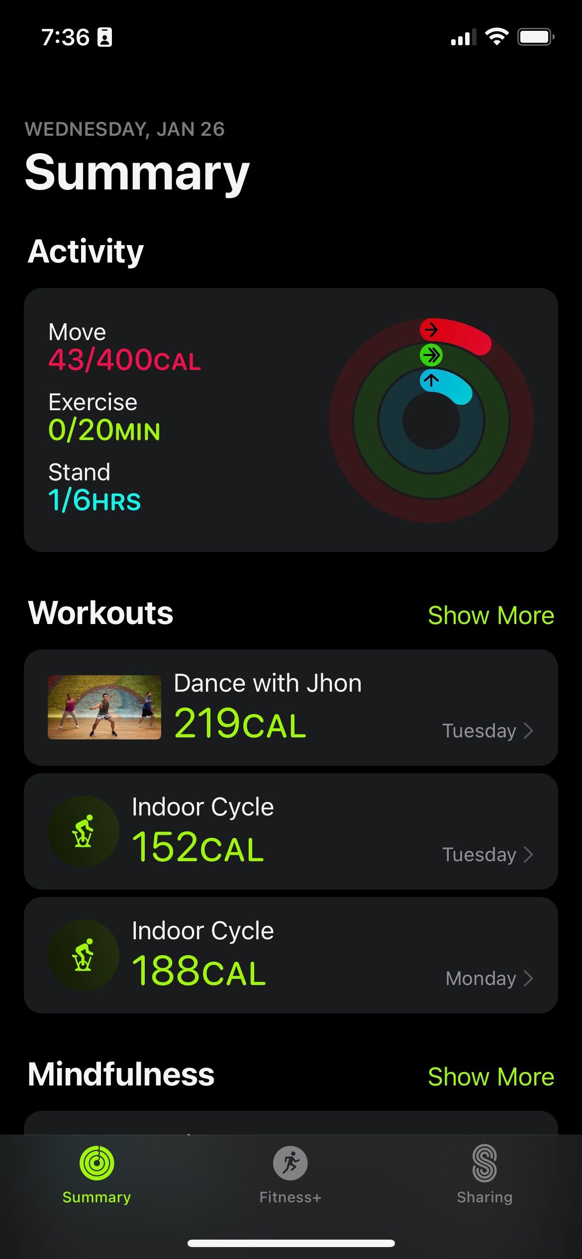 Apple Fitness app on iPhone