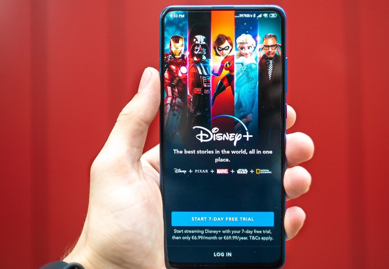 Disney+ Streaming Service Home Screen on Phone  