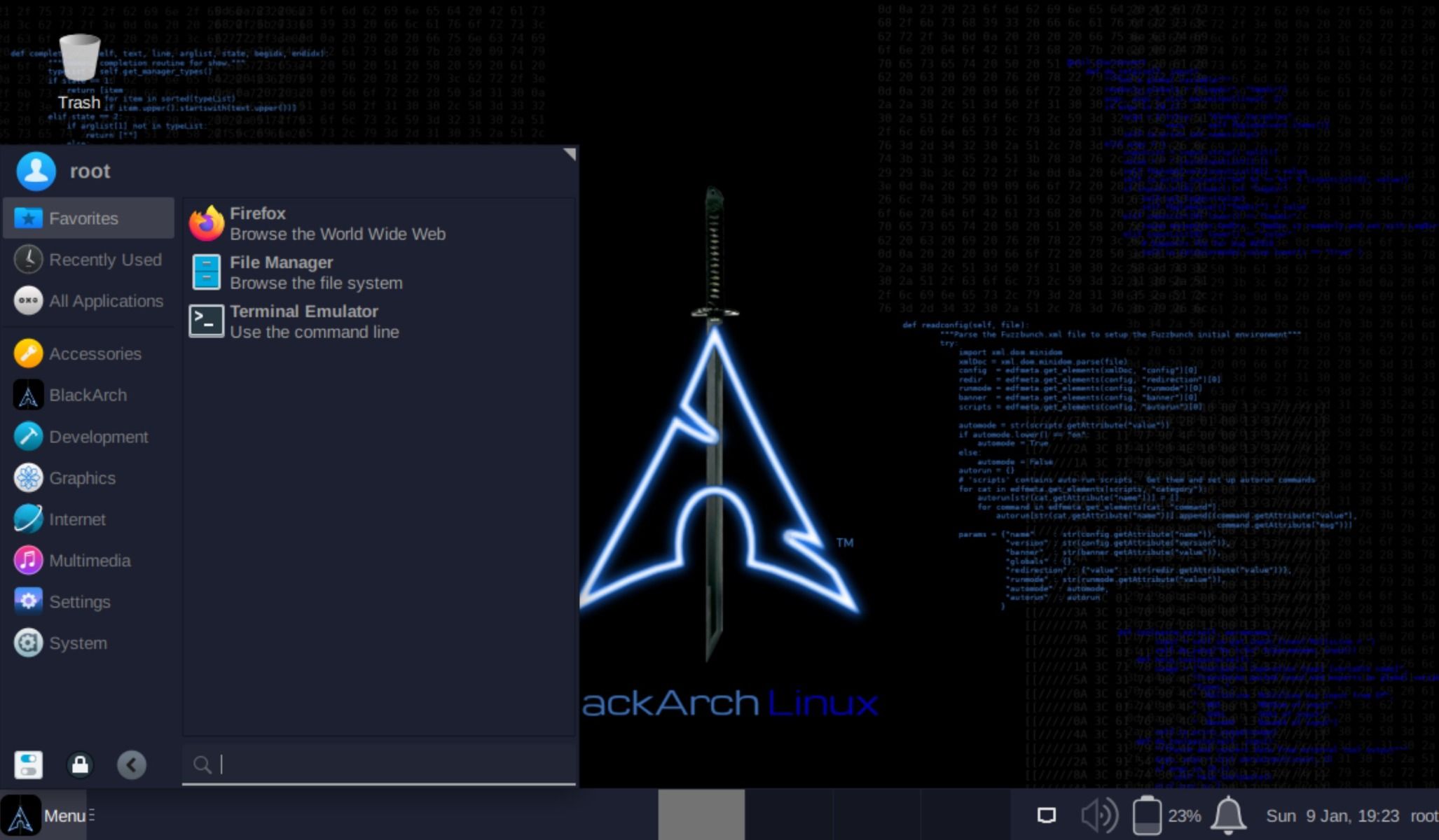 Interface de bureau BlackArch