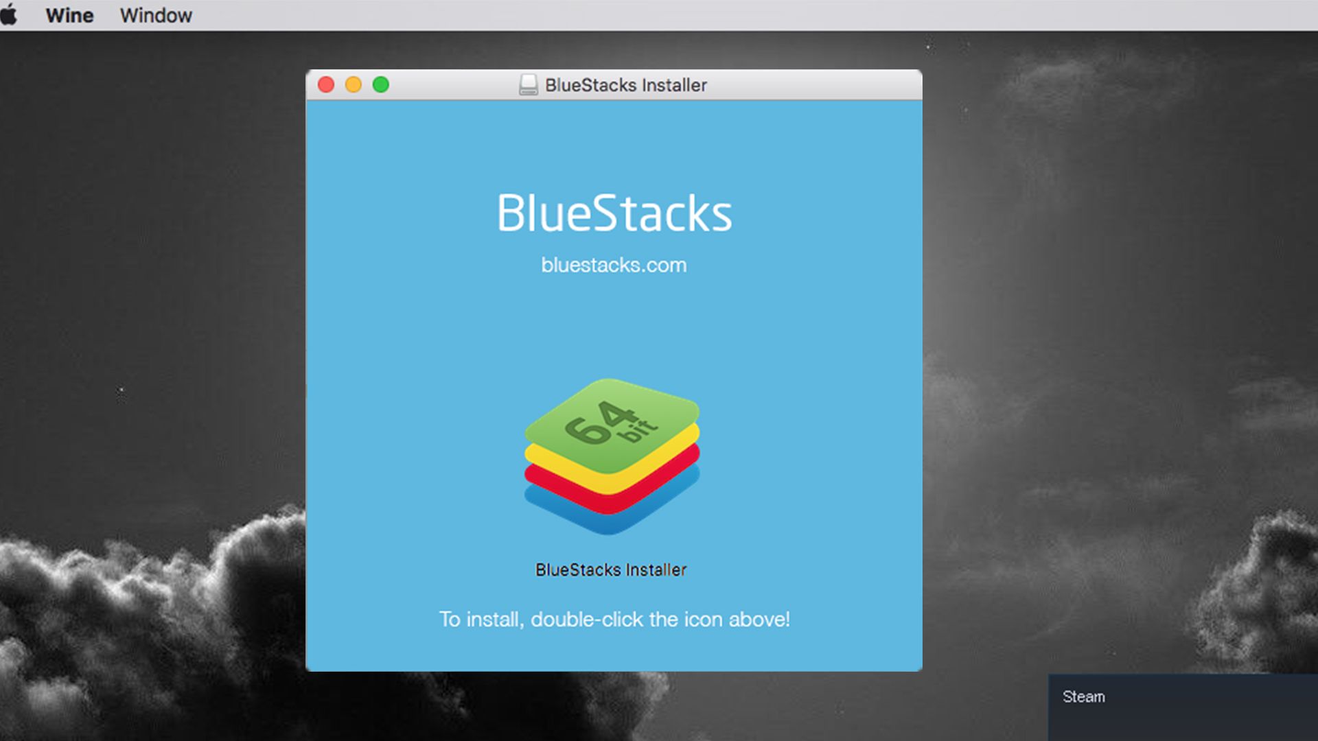 BlueStacks Installer Open on Mac Desktop