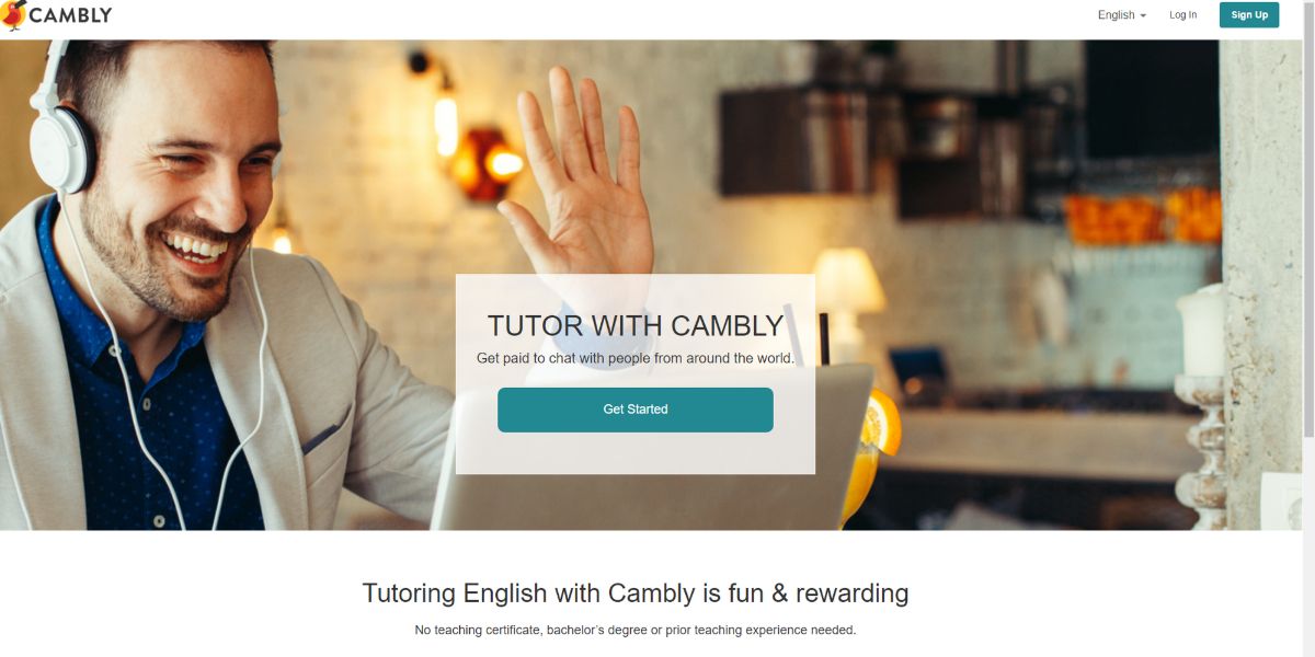 A view of the Cambly tutor joining page