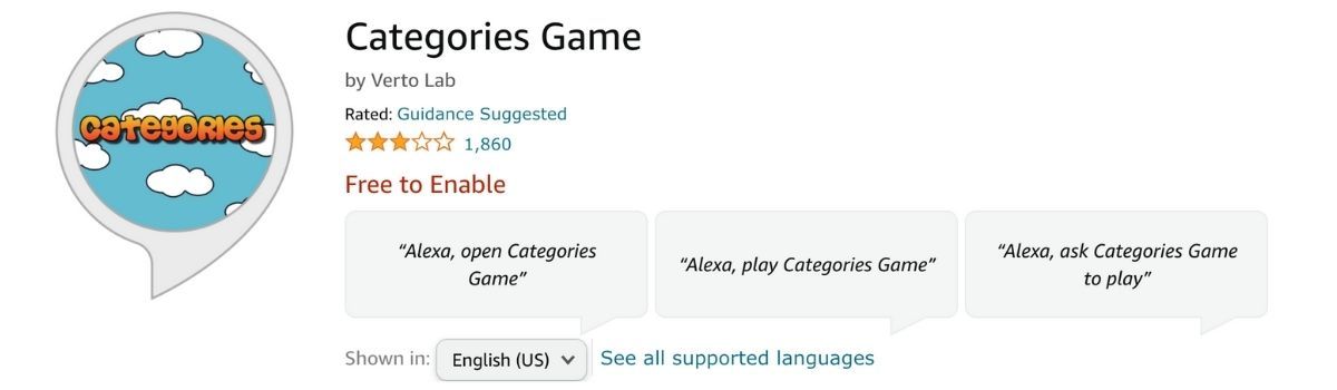 Categories Game Amazon Alexa