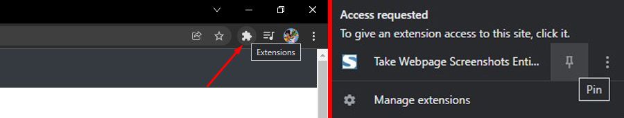Chrome pin the extension
