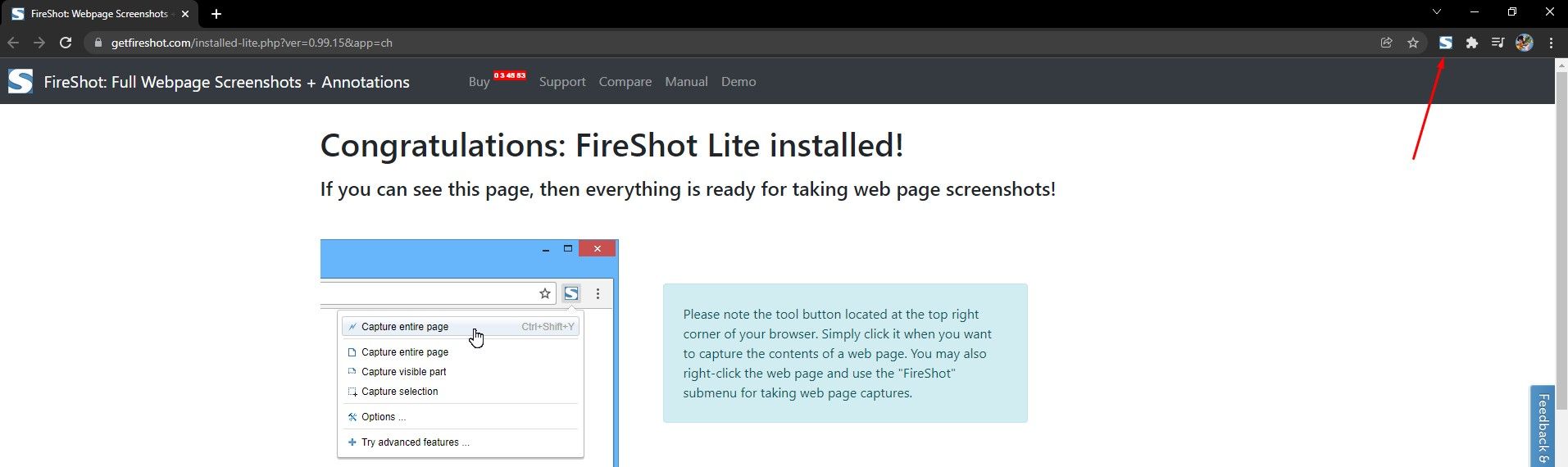 Chrome web store fireshot icon