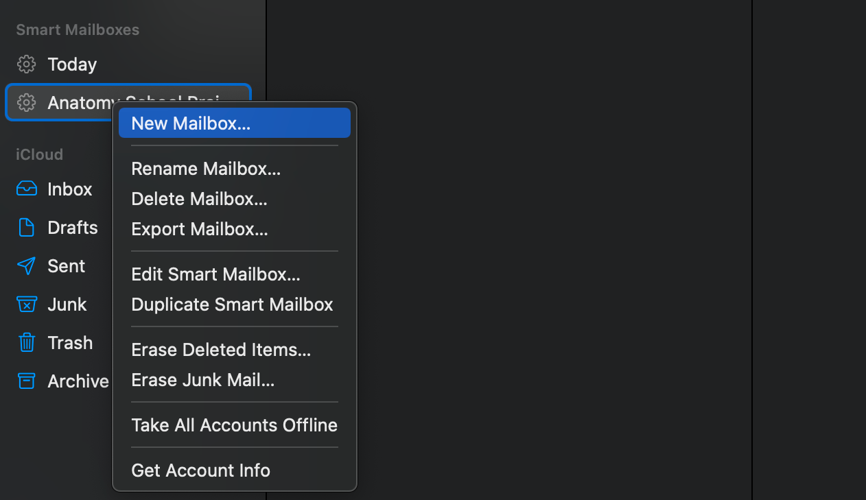 Contextual Menu for  Smart Mailbox