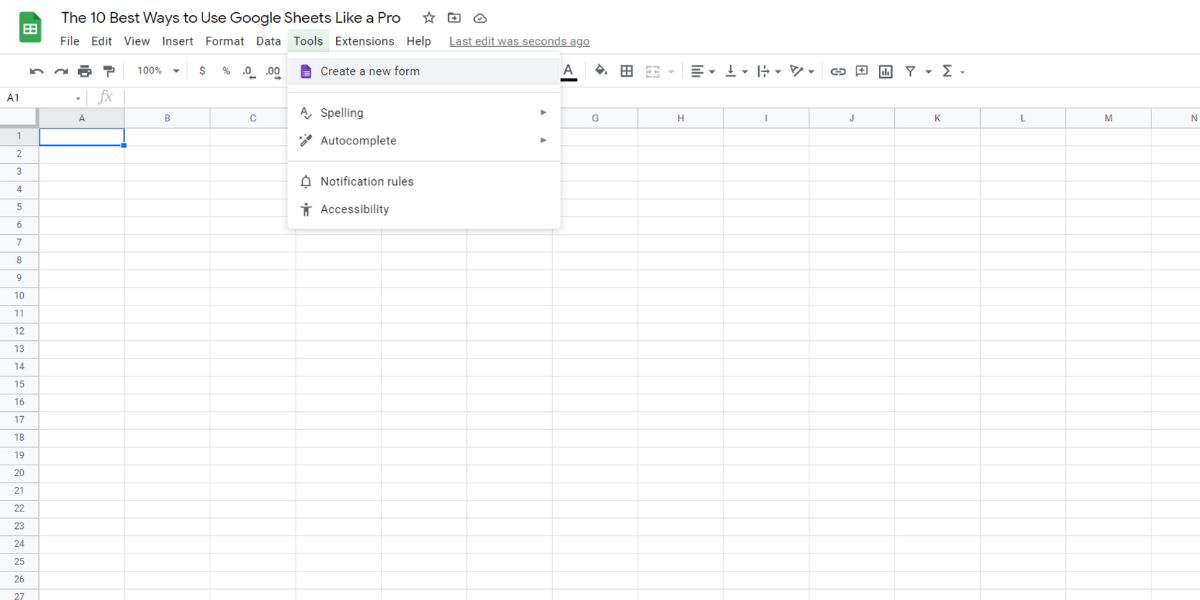 A visual showing how to create forms in Google Sheets