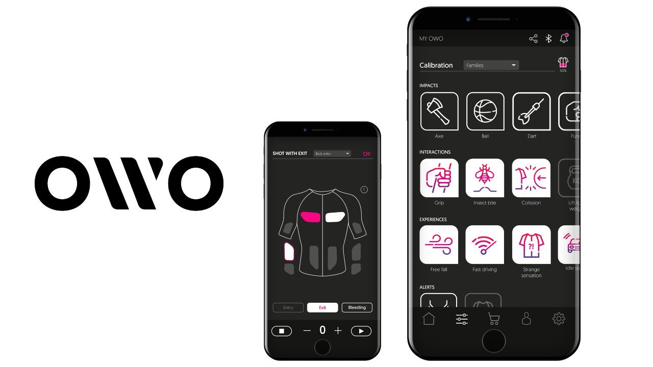 OWO mobile app customizing sensations and intensity