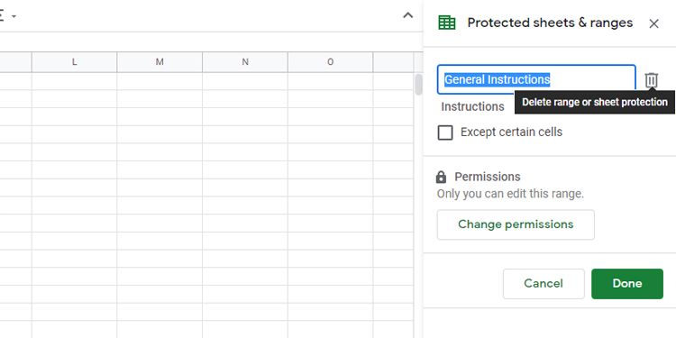 Delete sheet protection on Google Sheets