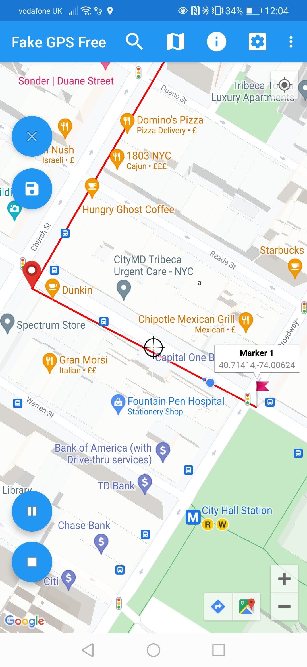 Fake GPS Go Location Spoofer running on smartphone