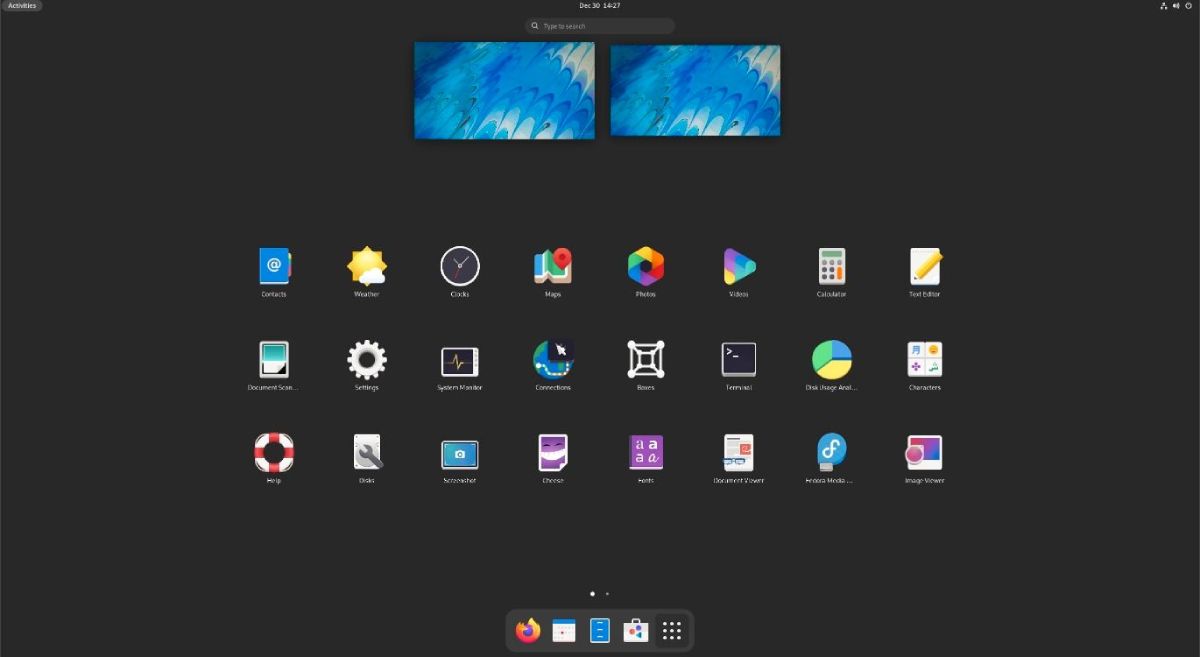Fedora desktop interface GNOME