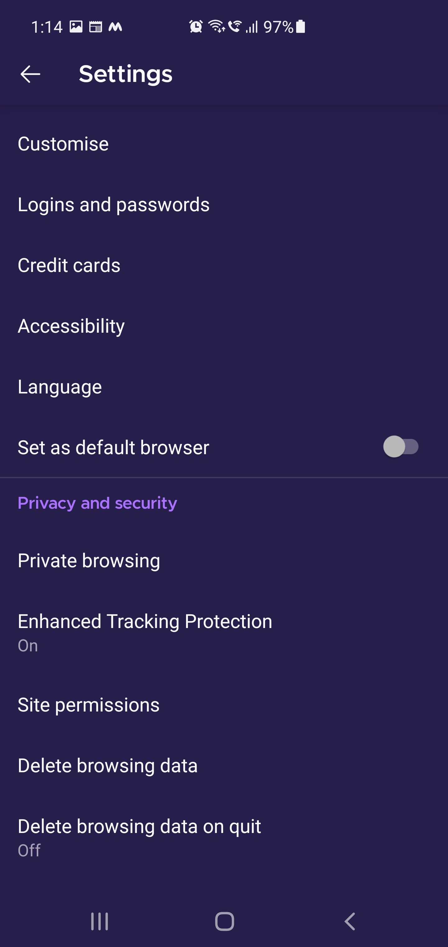 Firefox Private browsing