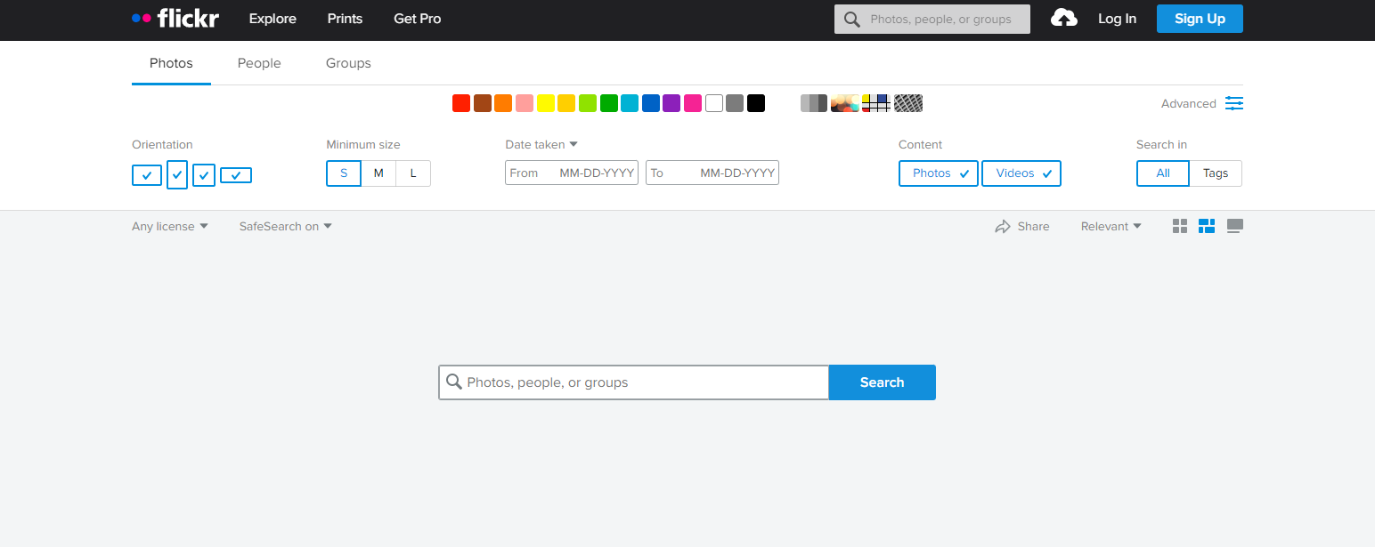 A Screenshot of Flickr's Search Page