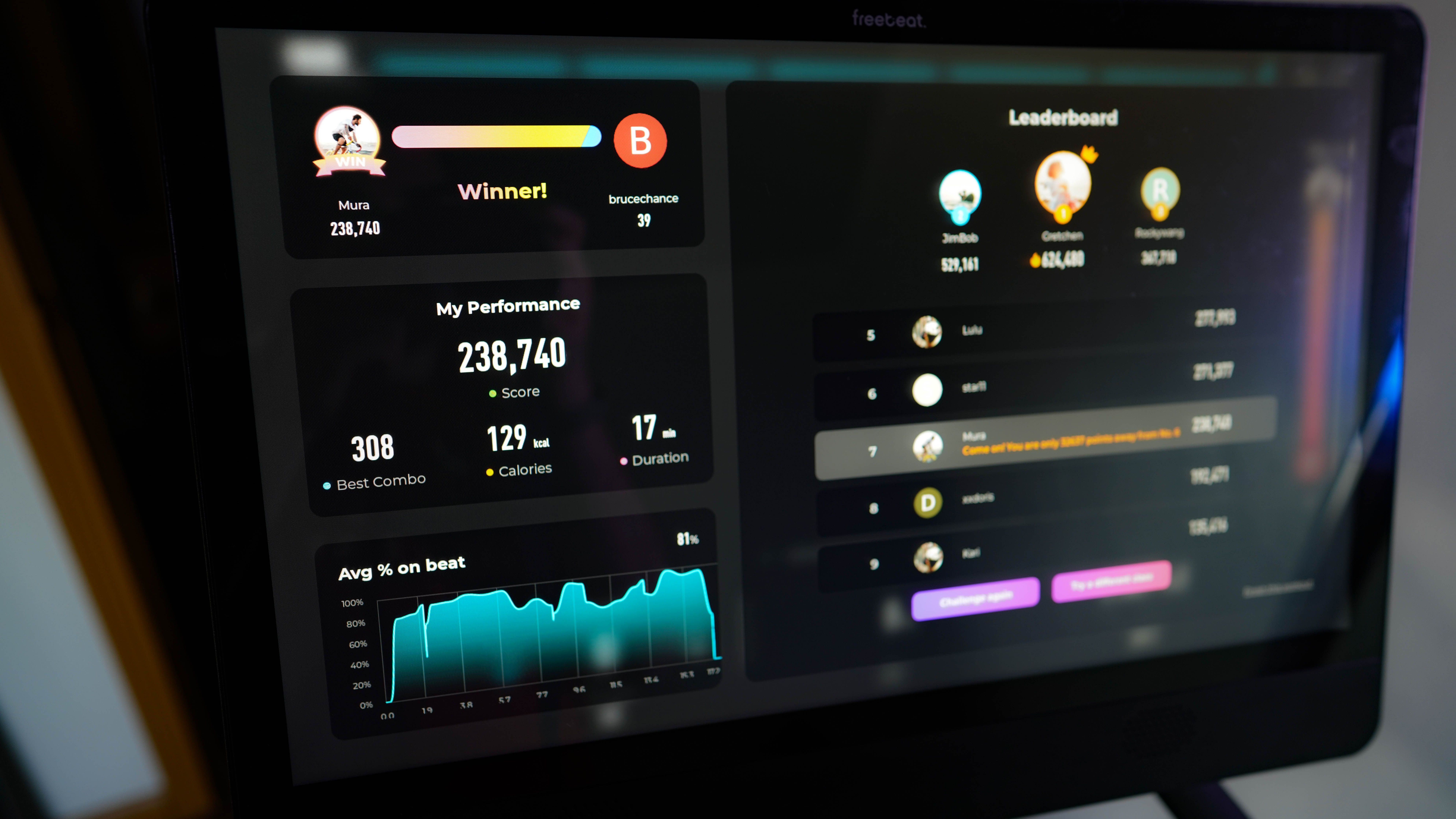 Freebeat versus mode winner screen