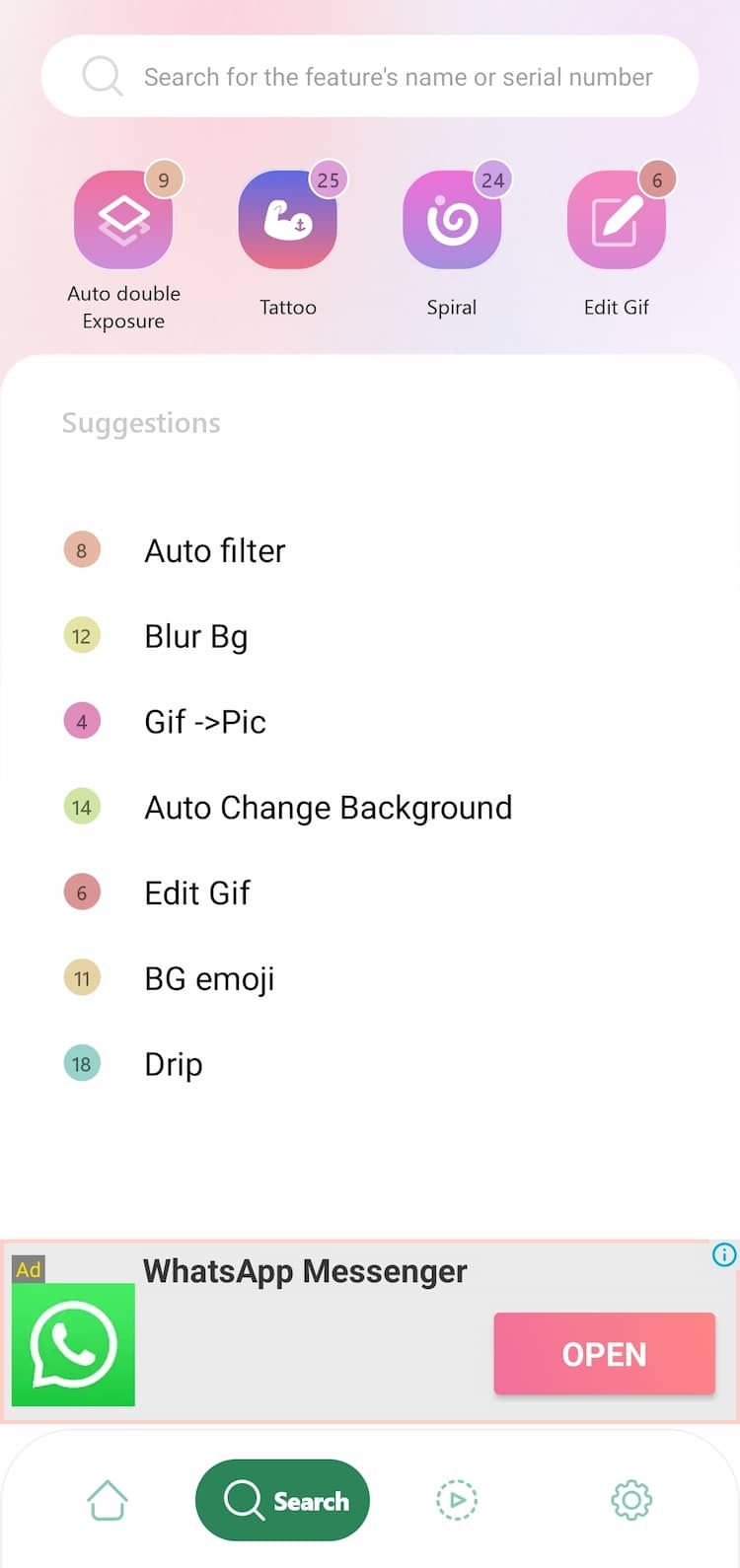 GIF Creator Search Options