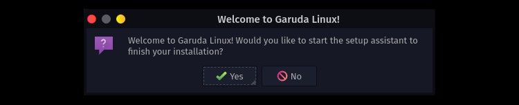 Garuda Linux post install dialog