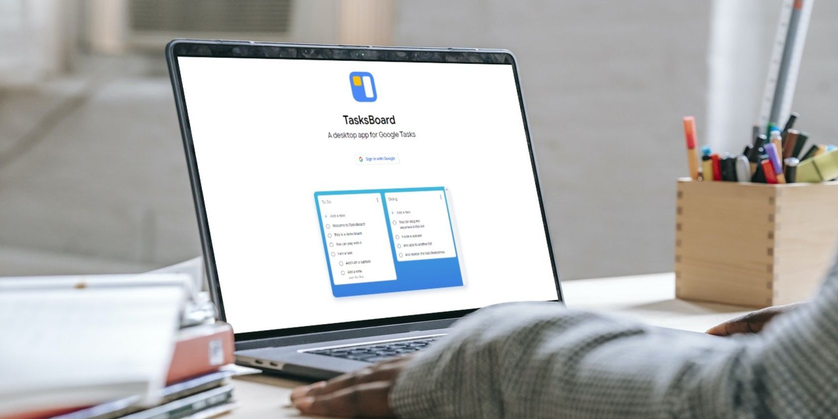 Google TasksBoard website on laptop