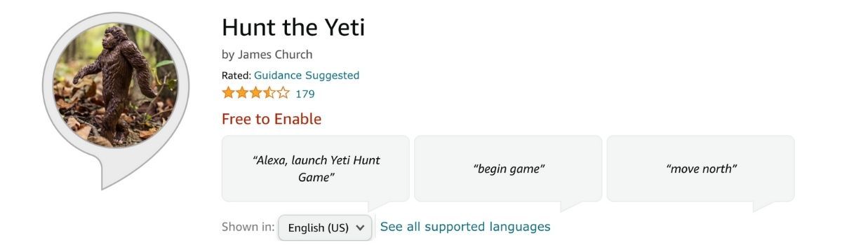 Hunt the Yeti Amazon Alexa