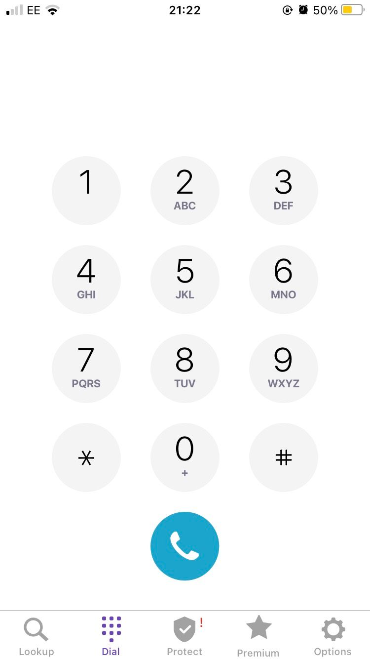 The Dial feature on iOS app Hiya.