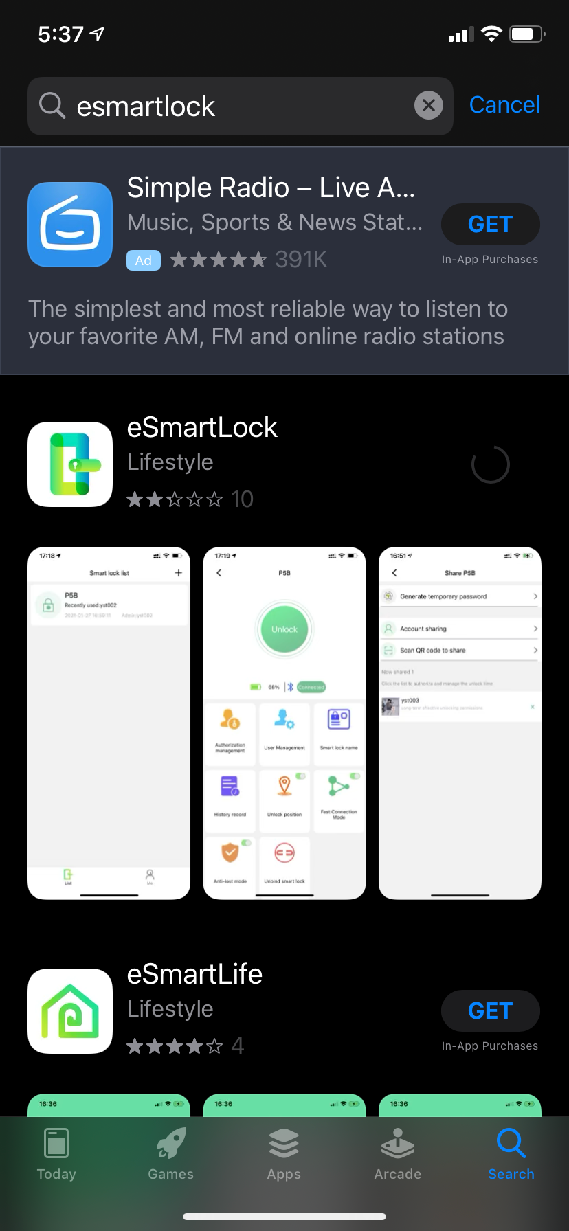 Smart lock app