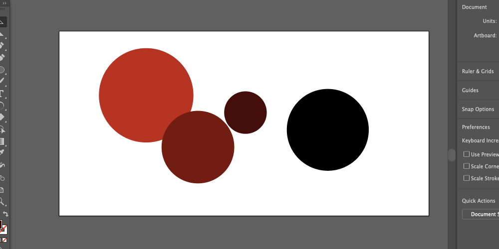 Adobe Illustrator color palette with red hues.