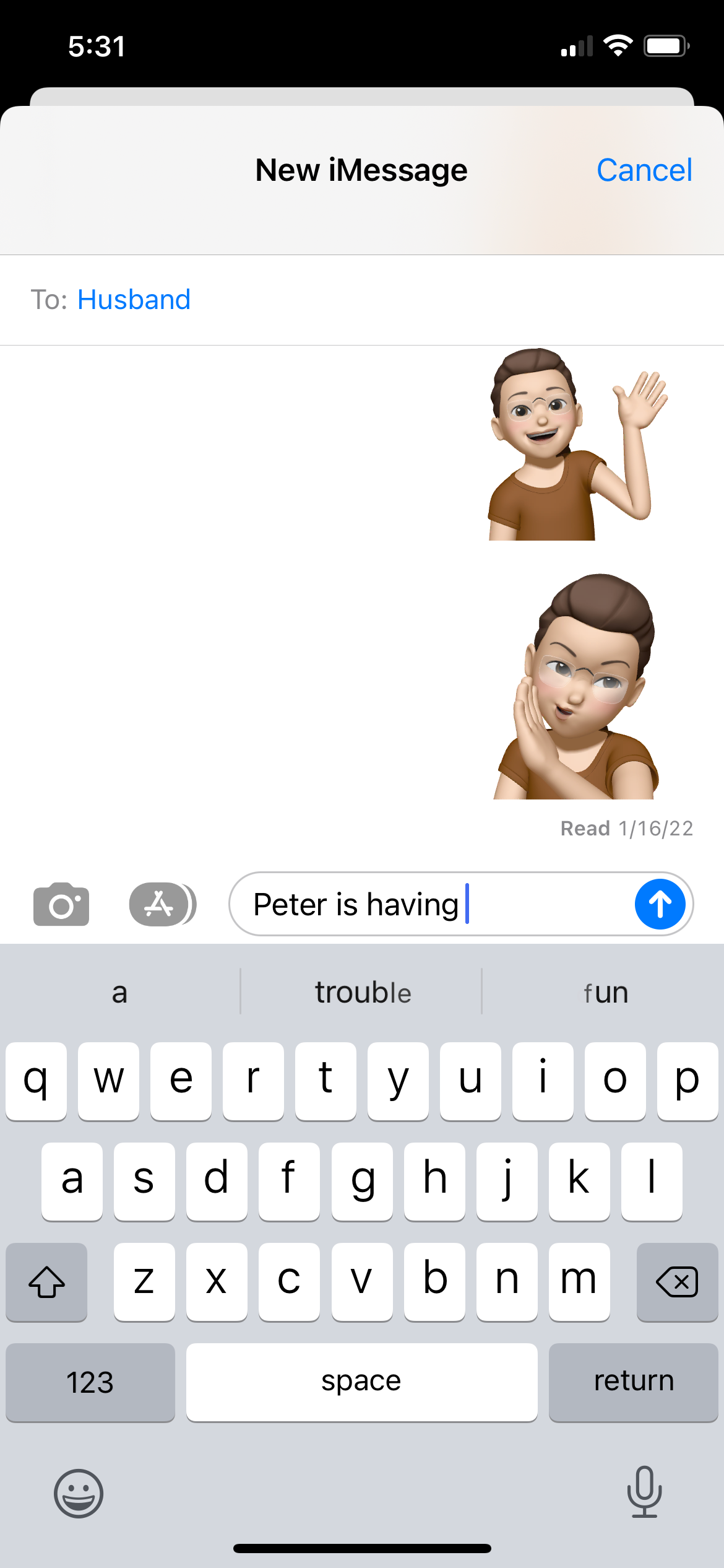 Image showing autocorrected word in iPhone