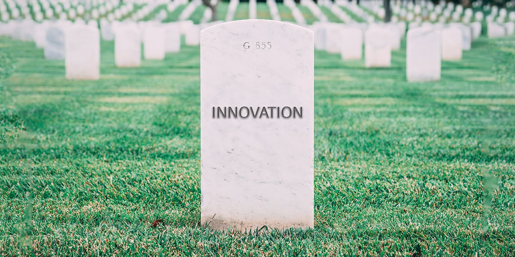 Innovation written on a headstone on a grave
