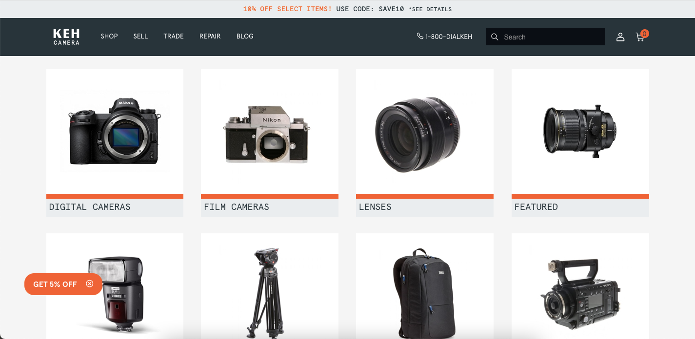KEH Camera Homepage Screenshot