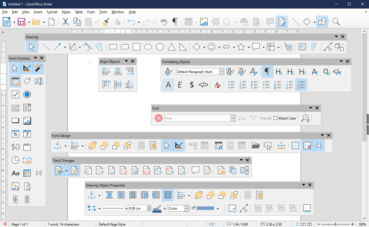 LibreOffice various toolbars floating