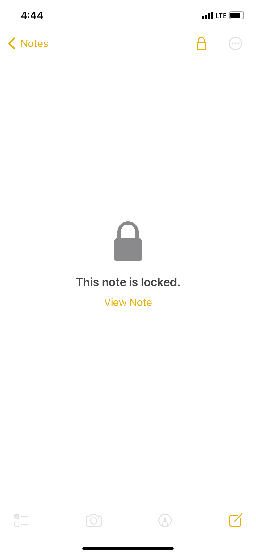 Image shows a locked note inside Apple Notes