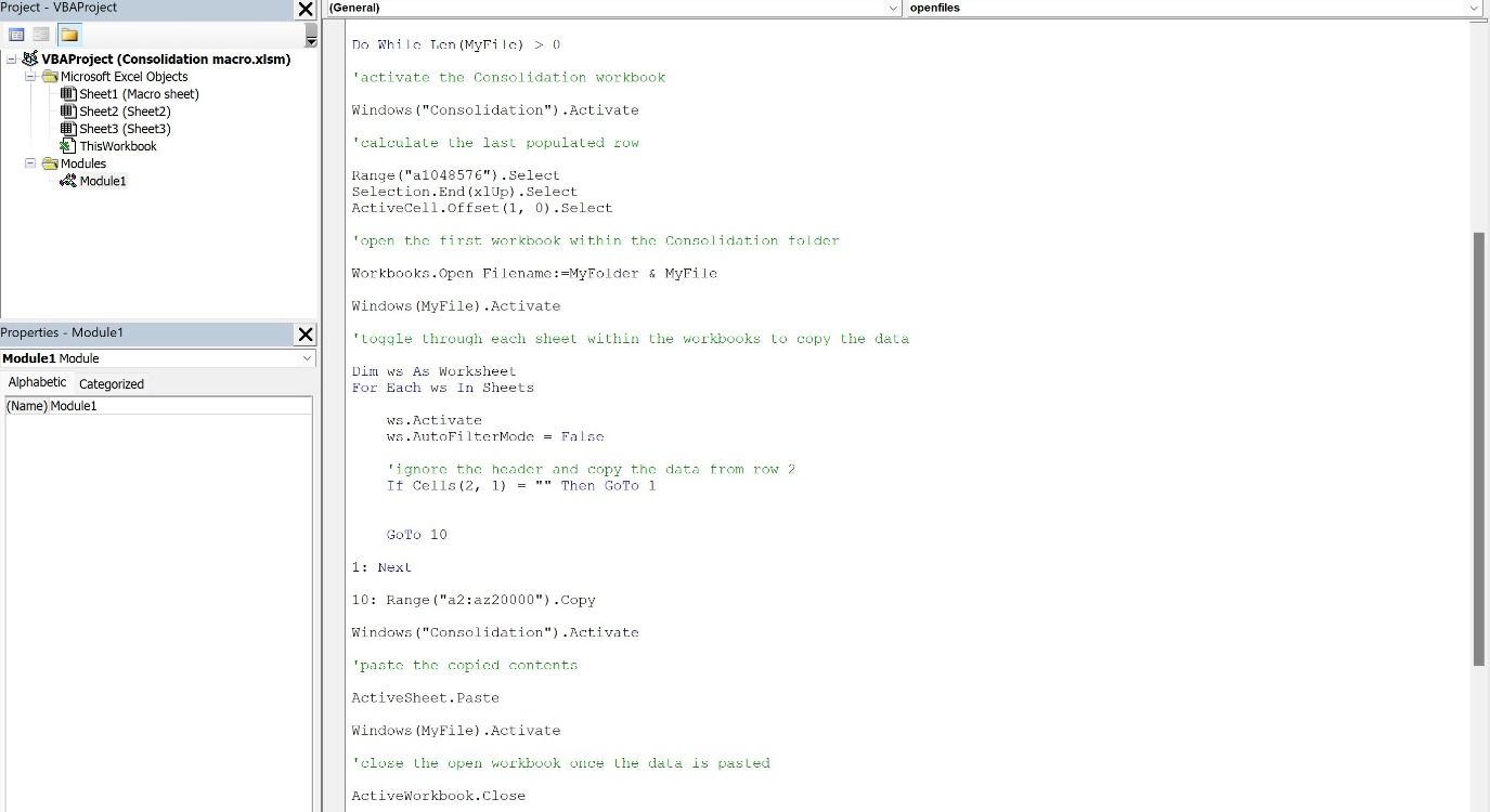 Excel VBA code snippet