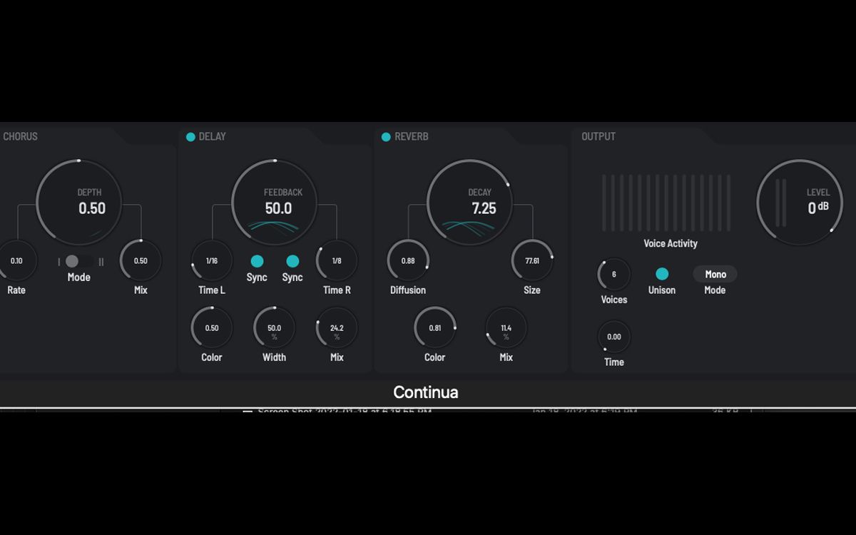 Closeup of Continua VST effects