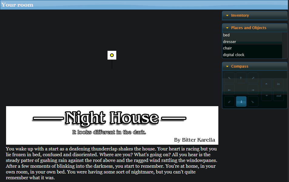 Jogo de ficção interativa Night House