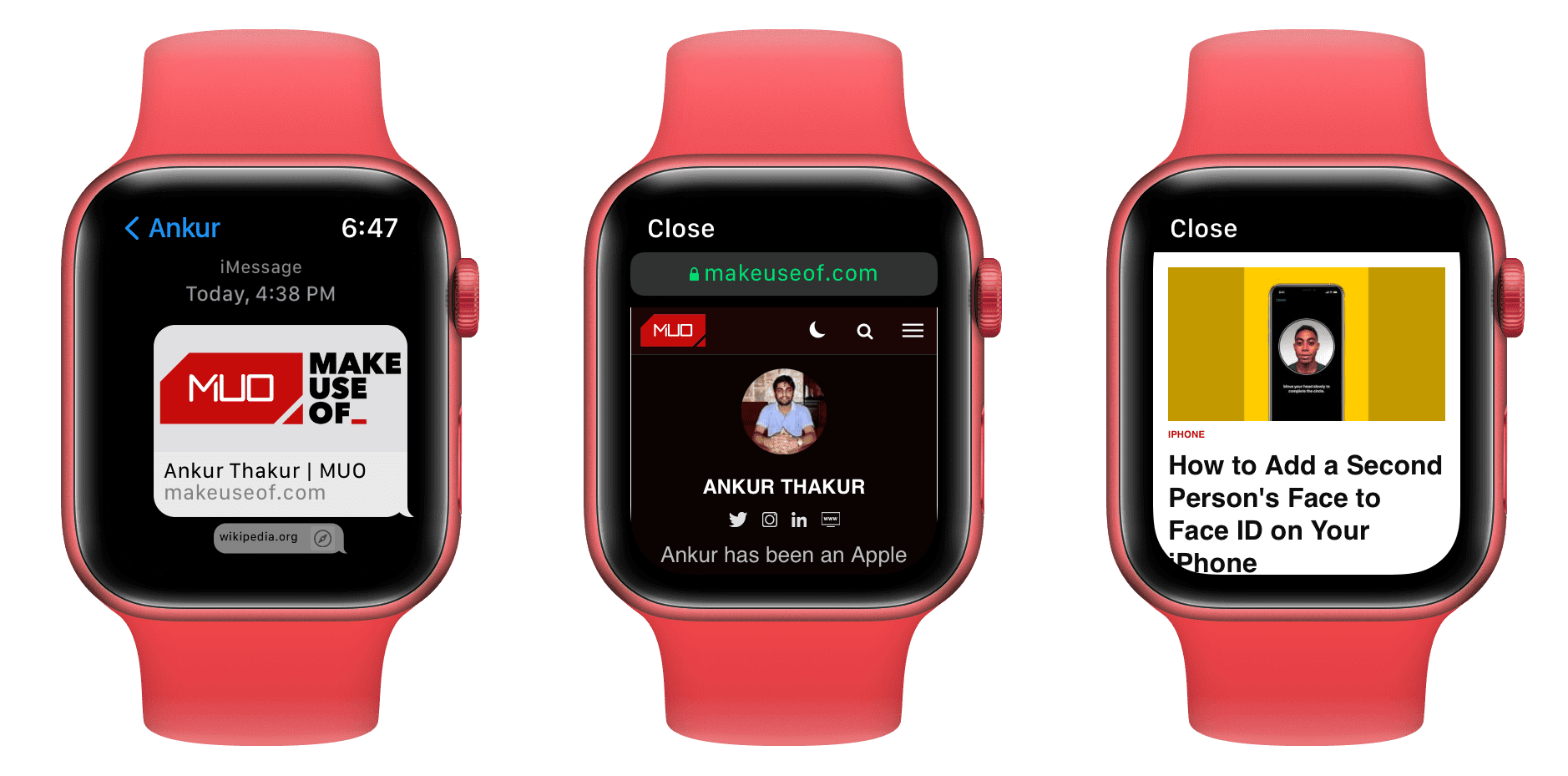Opening website in Safari on Apple Watch via Messages app