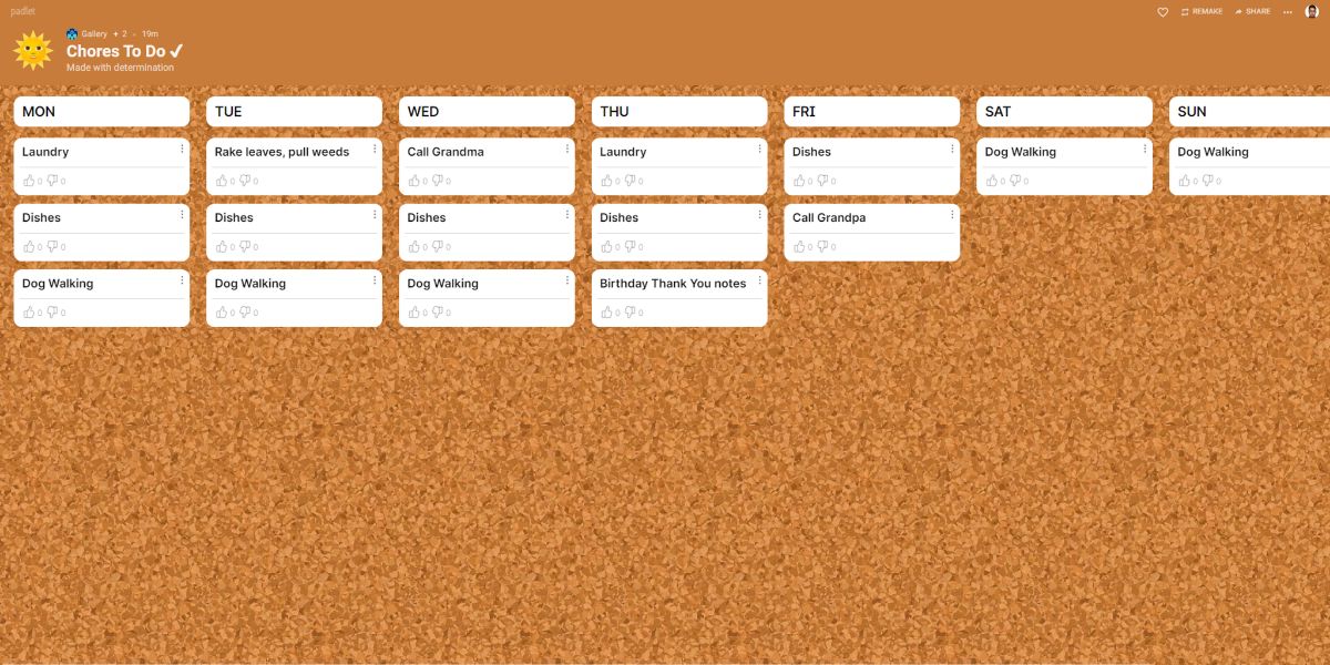 An image of the Padlet canvas example