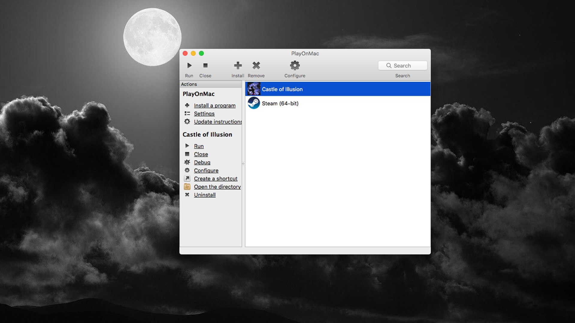 PlayOnMac With Castle of Illusion Shortcut