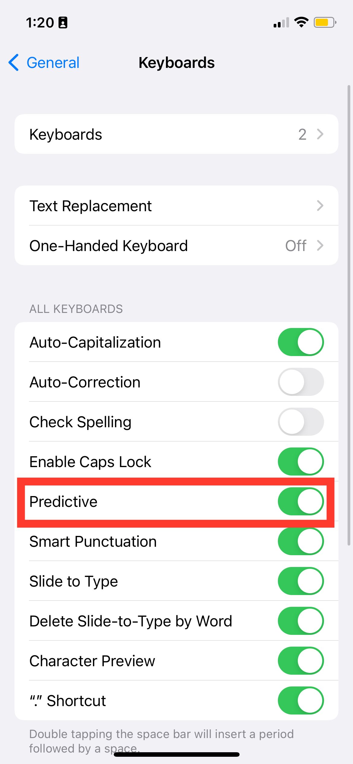 Predictive Option in Keyboard in iPhone
