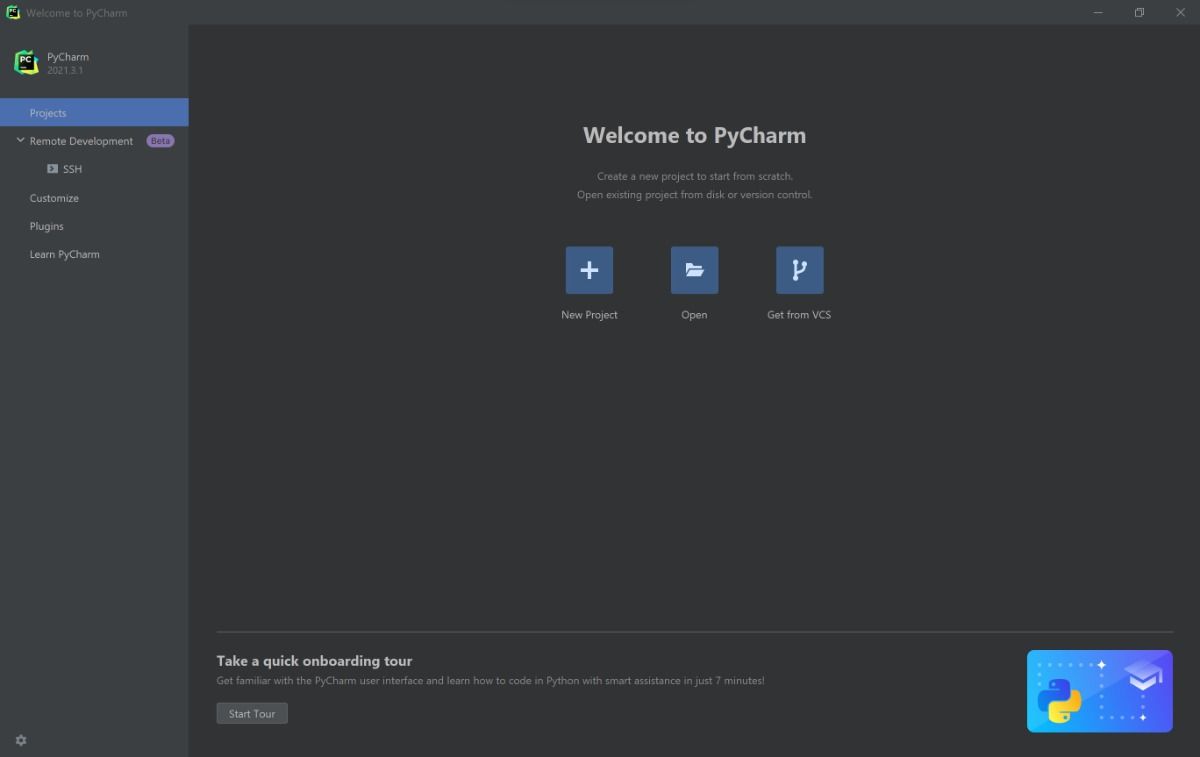 PyCharm interface