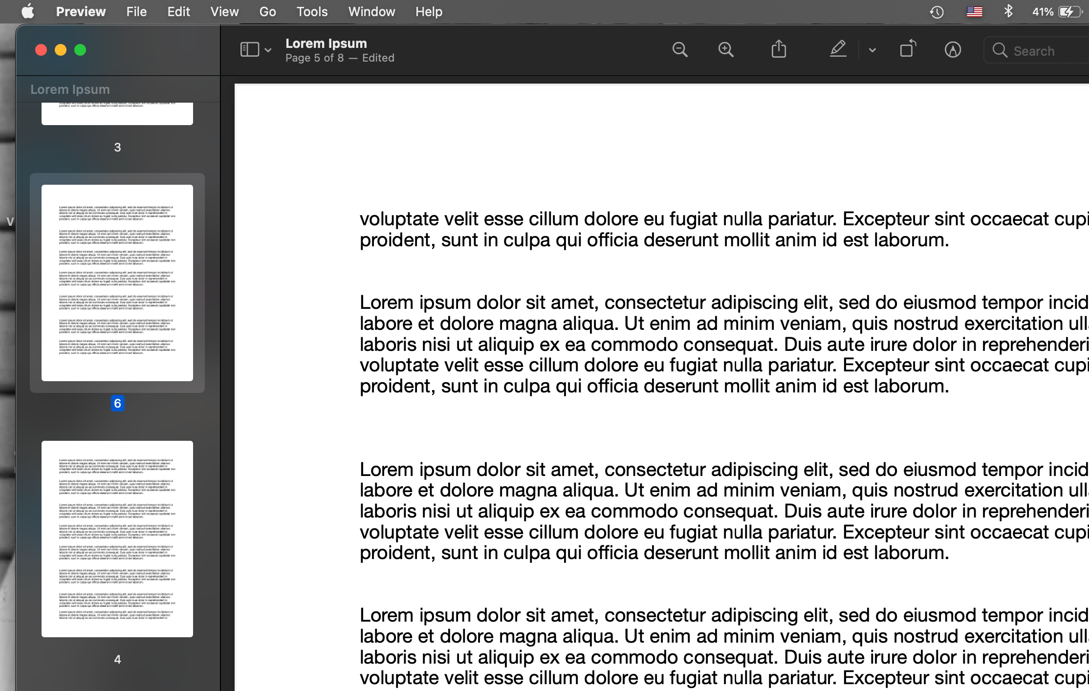PDF pages reordered in Preview on a Mac