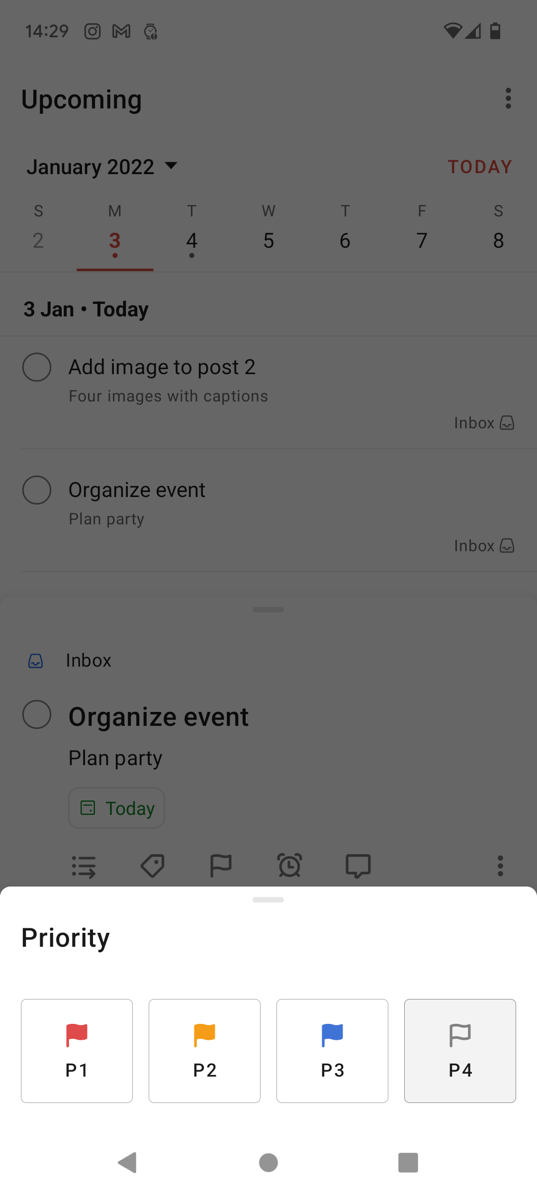 Todoist Screenshot how to add priority