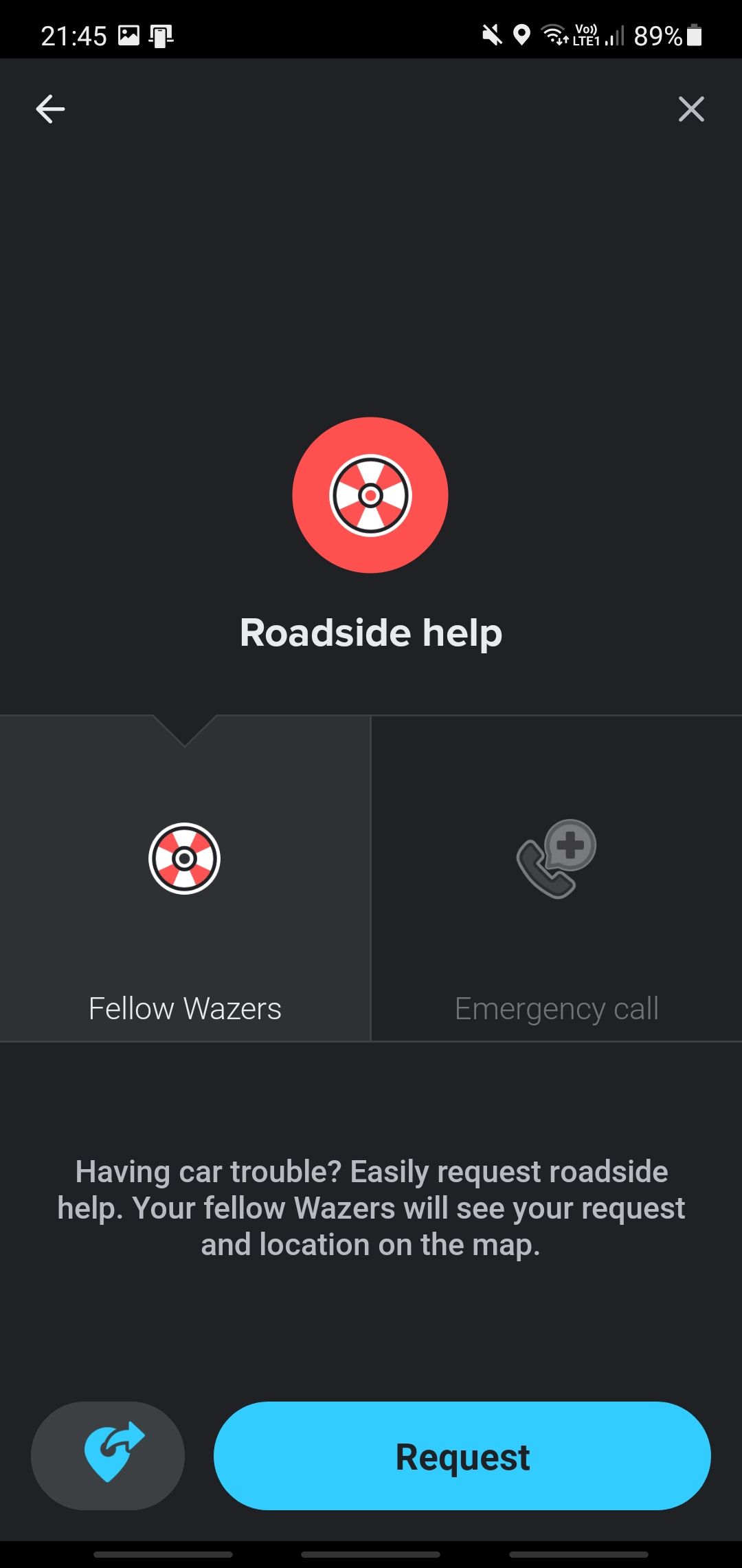 Roadside help on Waze