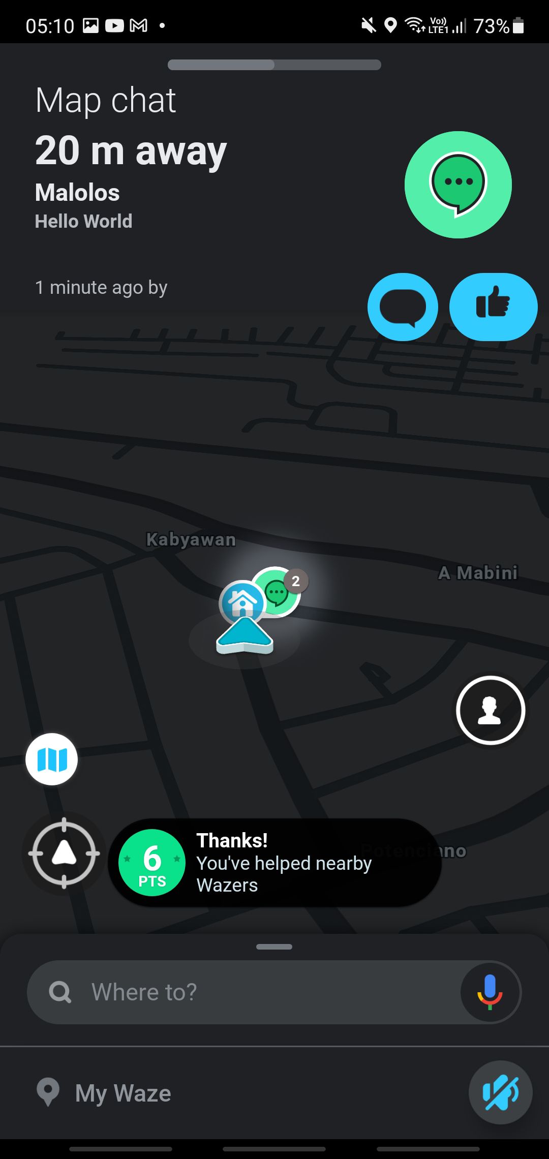 Map chat icon on Waze