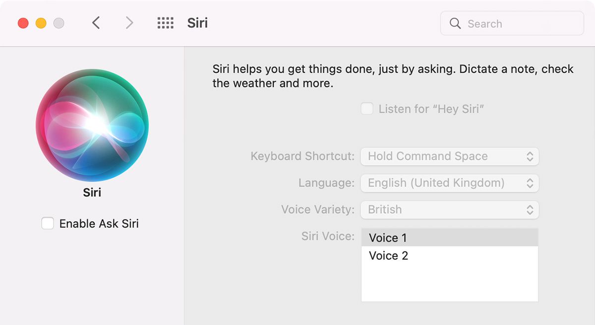 Enable Siri in System Preferences