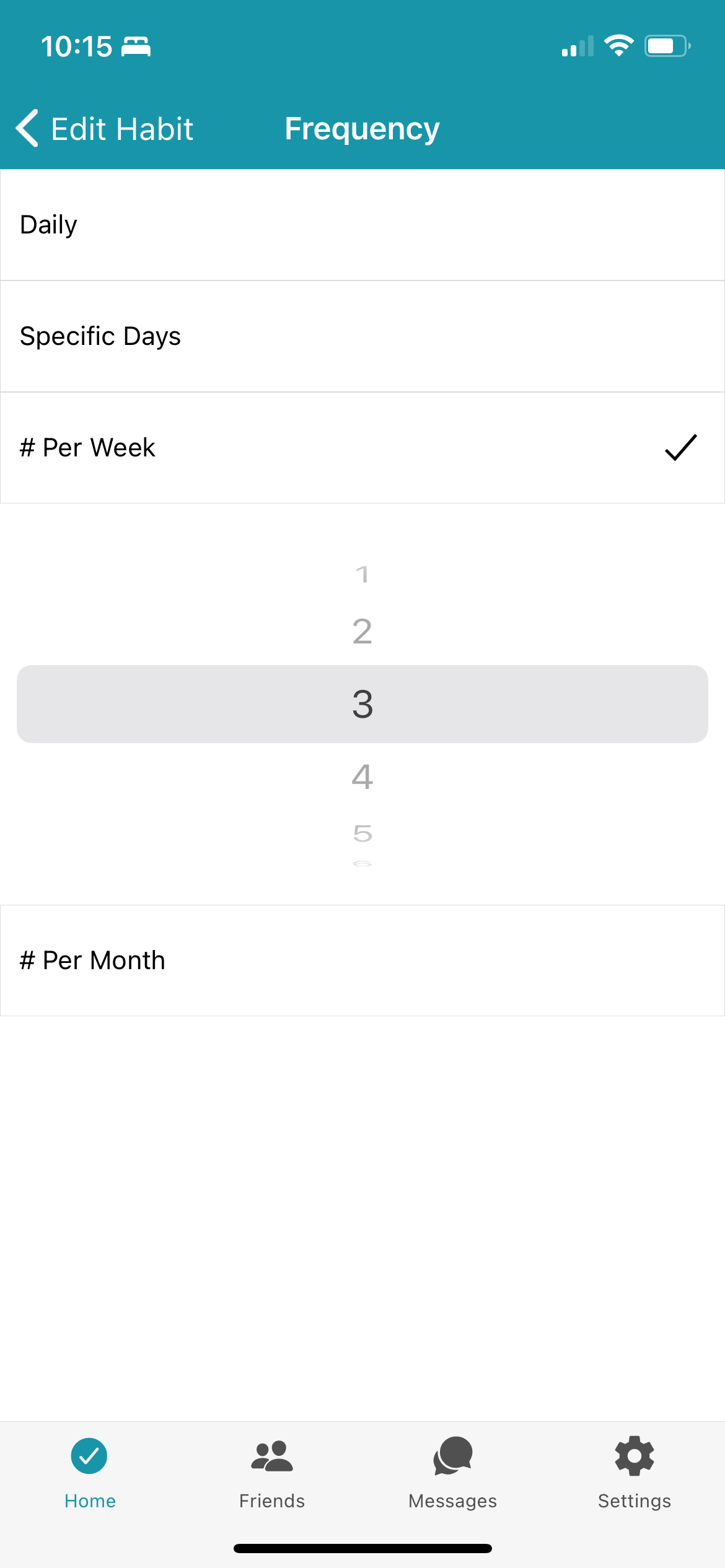 Setting Frequency to Number of Days per week, on HabitShare