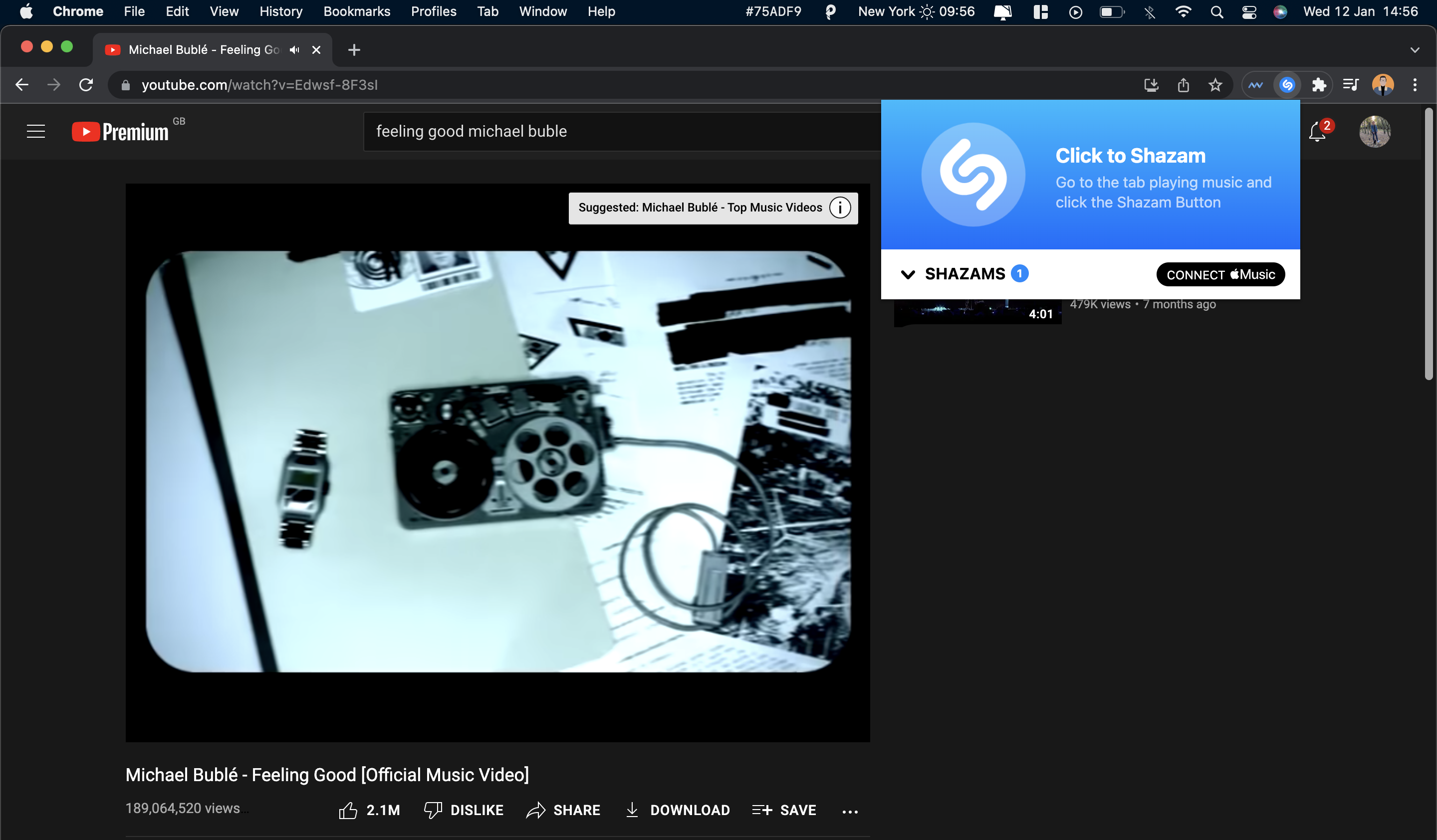 Shazam Chrome Extension Screenshot