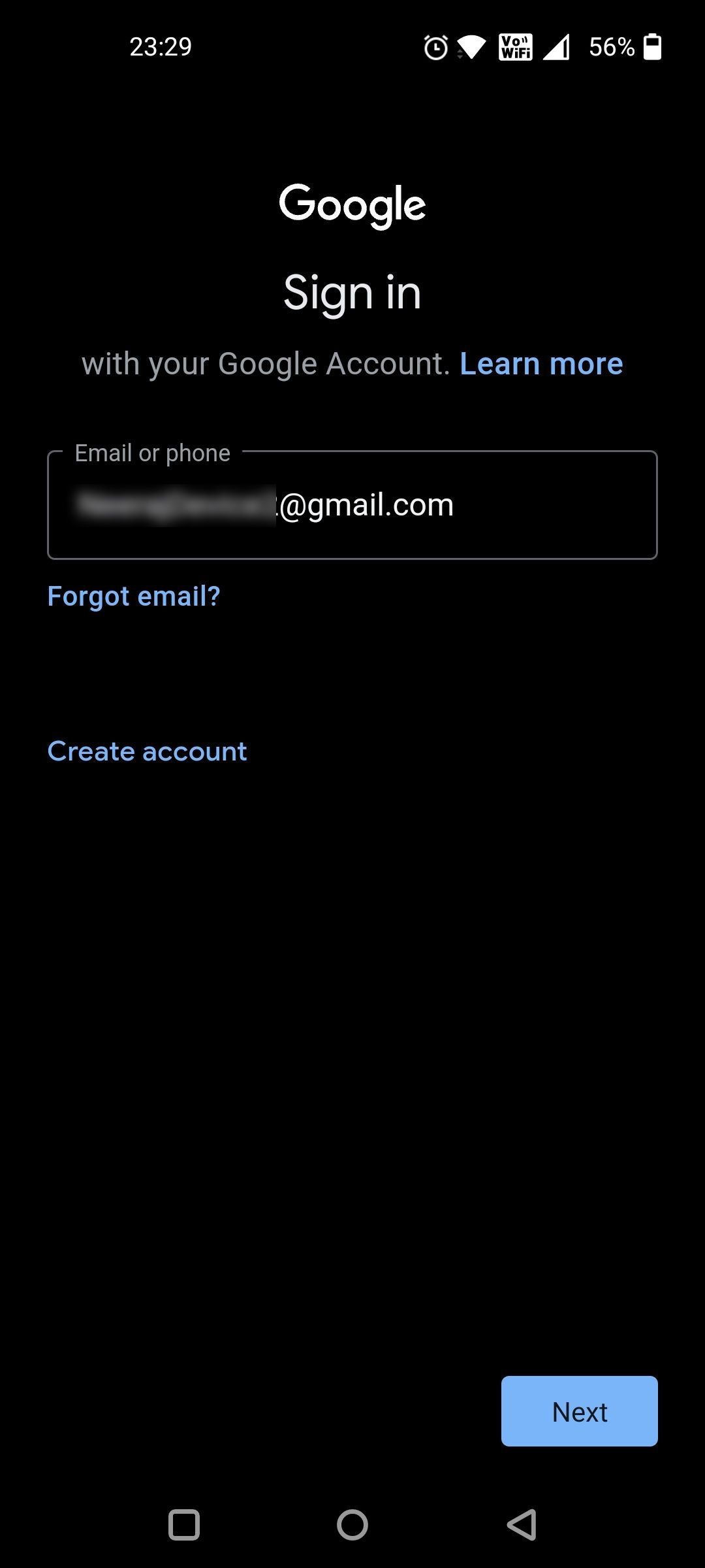 Sign In with Gmail of New Device