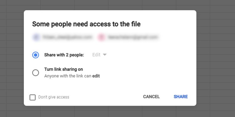 Some people need access to the file on Google Sheets