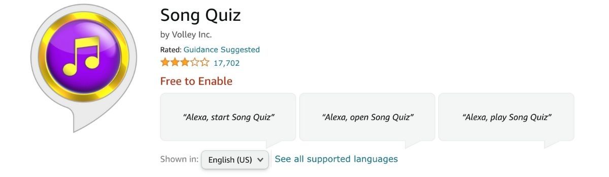 Song Quiz Amazon Alexa