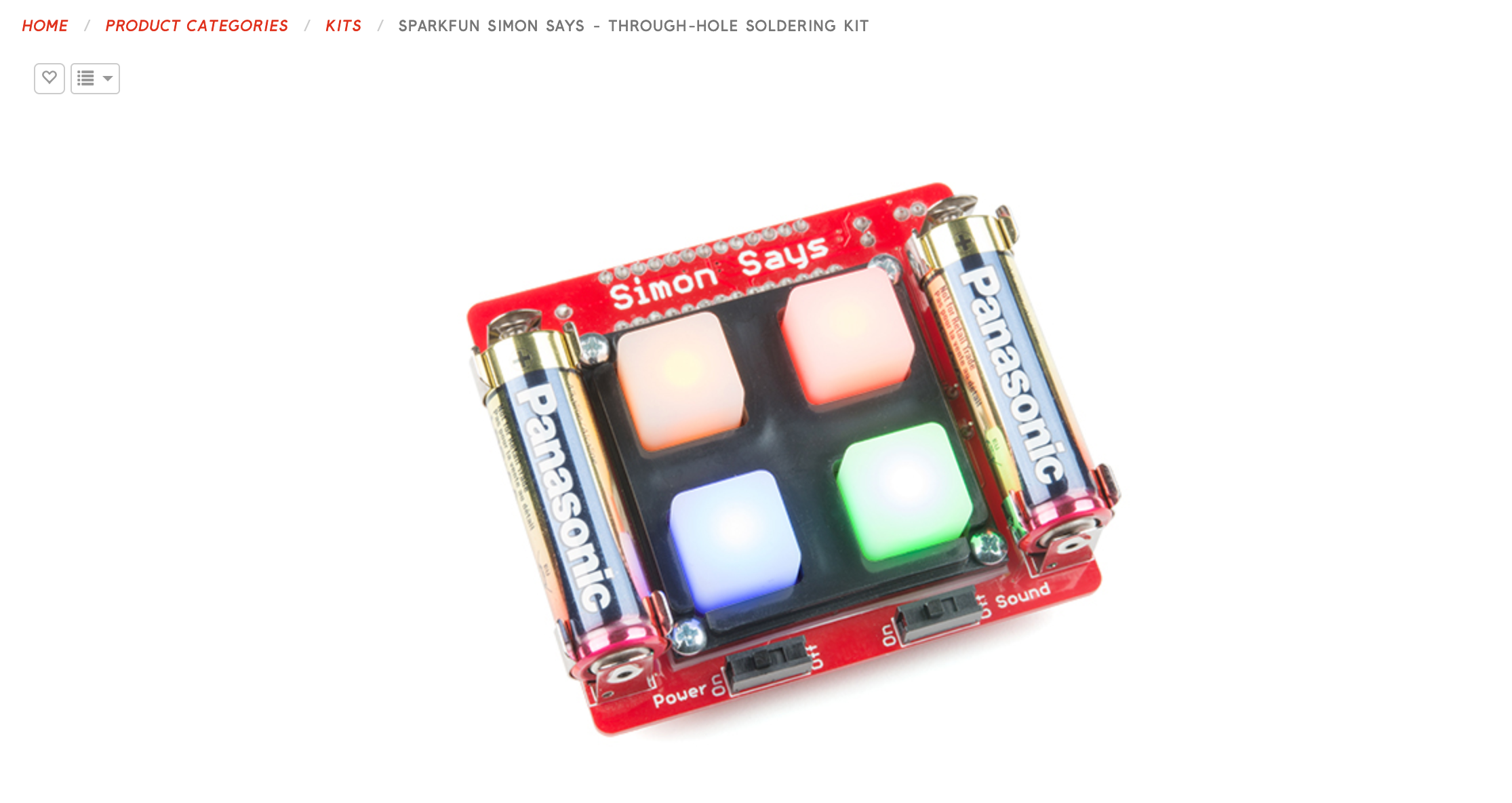 A screenshot of the SparkFun Simon Say's electronic project fully assembled