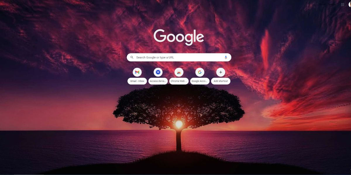 A visual of the Sunset Theme of Chrome